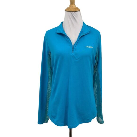 Ibkul Shirt Womens S Small Lagoon Azure Quarter Zip UPF 50 Mesh Panels Quick Dry - Picture 1 of 11